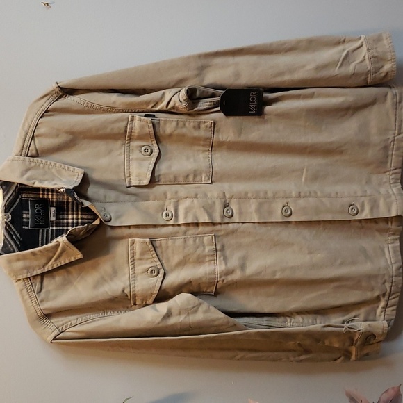 Valor Collective NWT men's tan plaid lined coat/shacket, size small - Picture 1 of 5